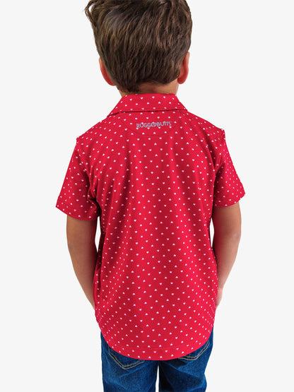 Red Heart Polka Dot Knit Short Sleeve Performance Polo