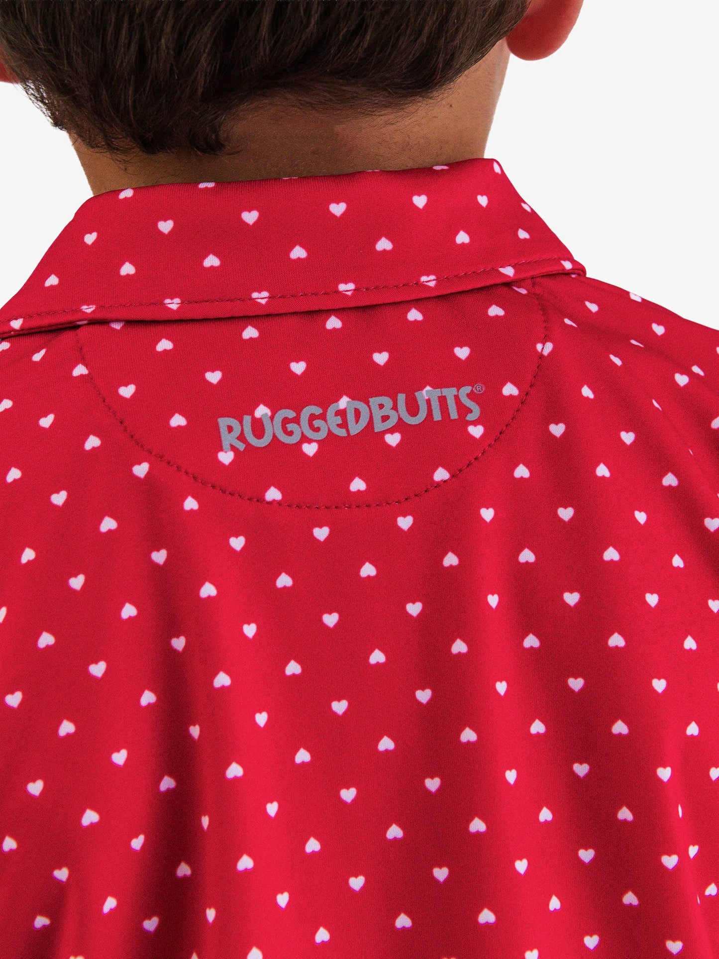 Red Heart Polka Dot Knit Short Sleeve Performance Polo