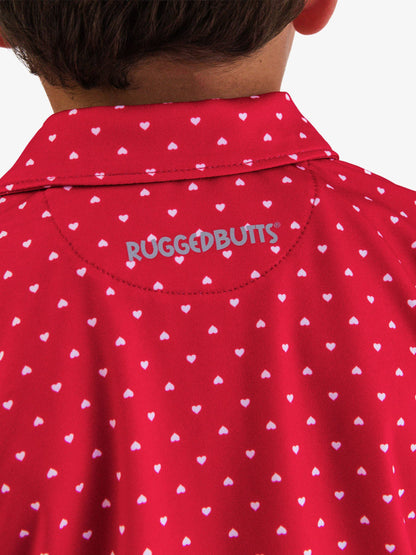 Red Heart Polka Dot Knit Short Sleeve Performance Polo