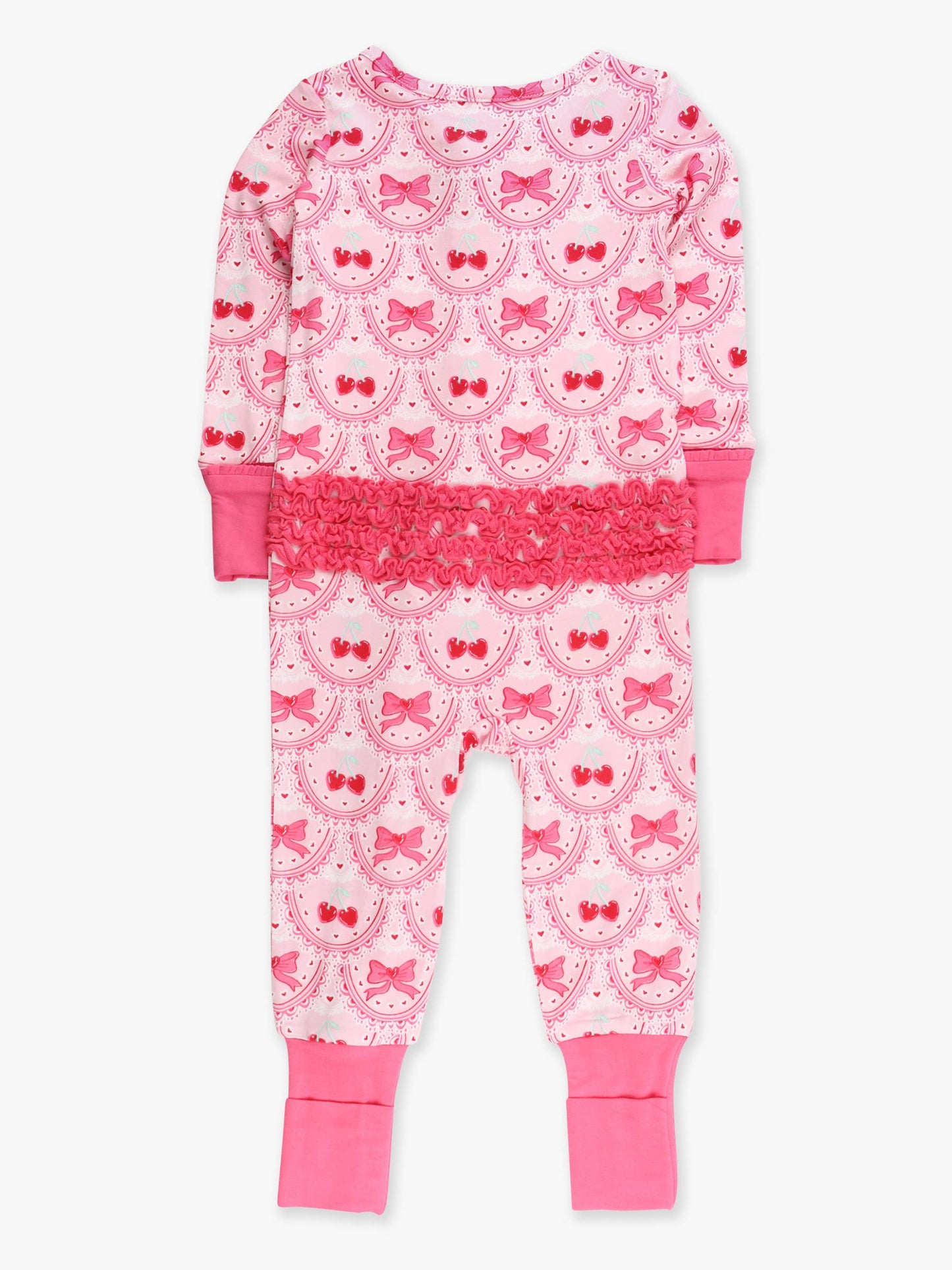 Love You Cherry Much Convertible Ruffle One Piece Footie Pajama