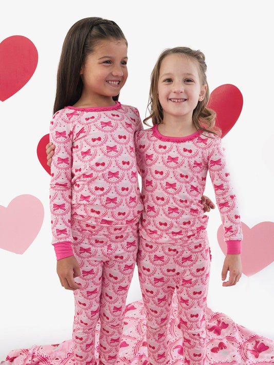 Love You Cherry Much Ruffle Long Sleeve Pajama Set