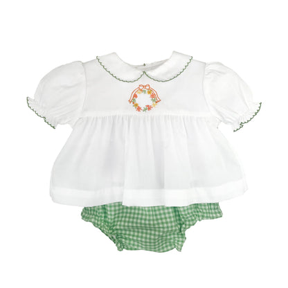 Fall Wreath Hand Embroidered Diaper Set