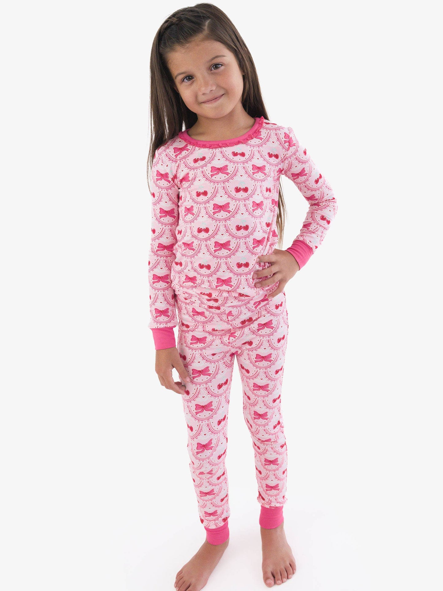 Love You Cherry Much Ruffle Long Sleeve Pajama Set