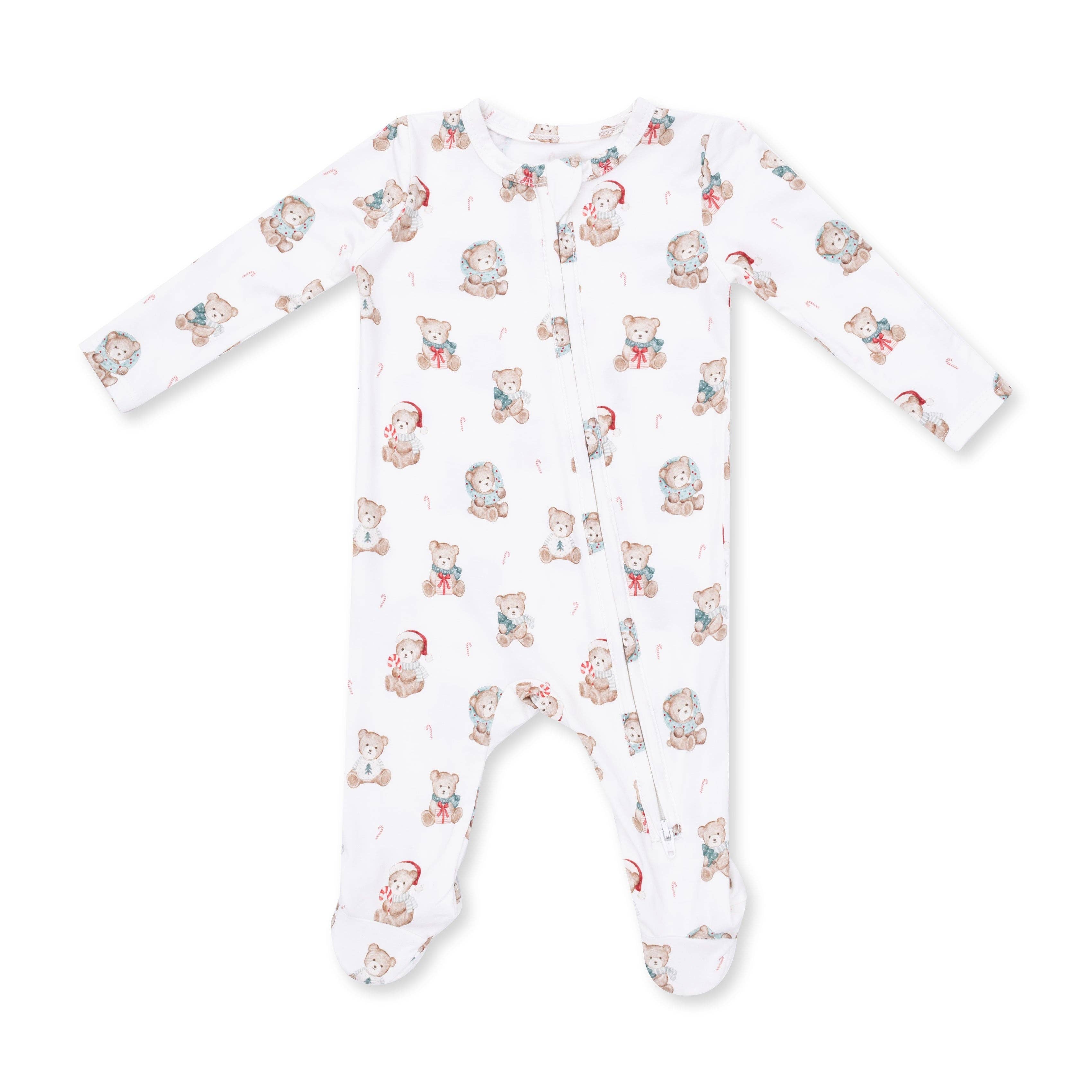 Christmas Teddy Bears Uni - 2 Way Zipper Footie