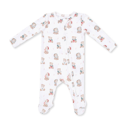Christmas Teddy Bears Uni - 2 Way Zipper Footie