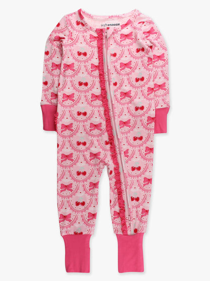 Love You Cherry Much Convertible Ruffle One Piece Footie Pajama
