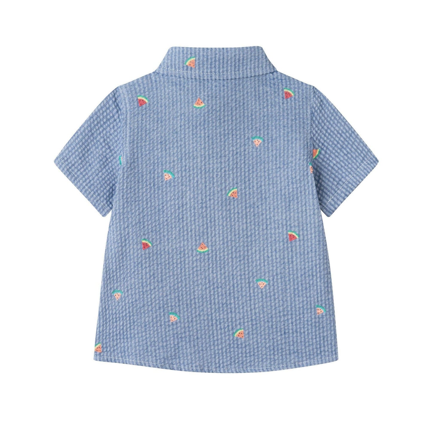 Infant Buttondown & Short Set | Watermelon Stripes
