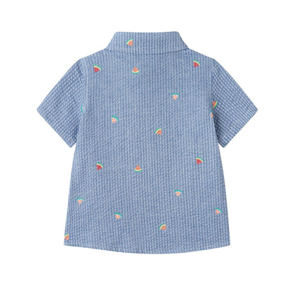 Infant Buttondown & Short Set | Watermelon Stripes
